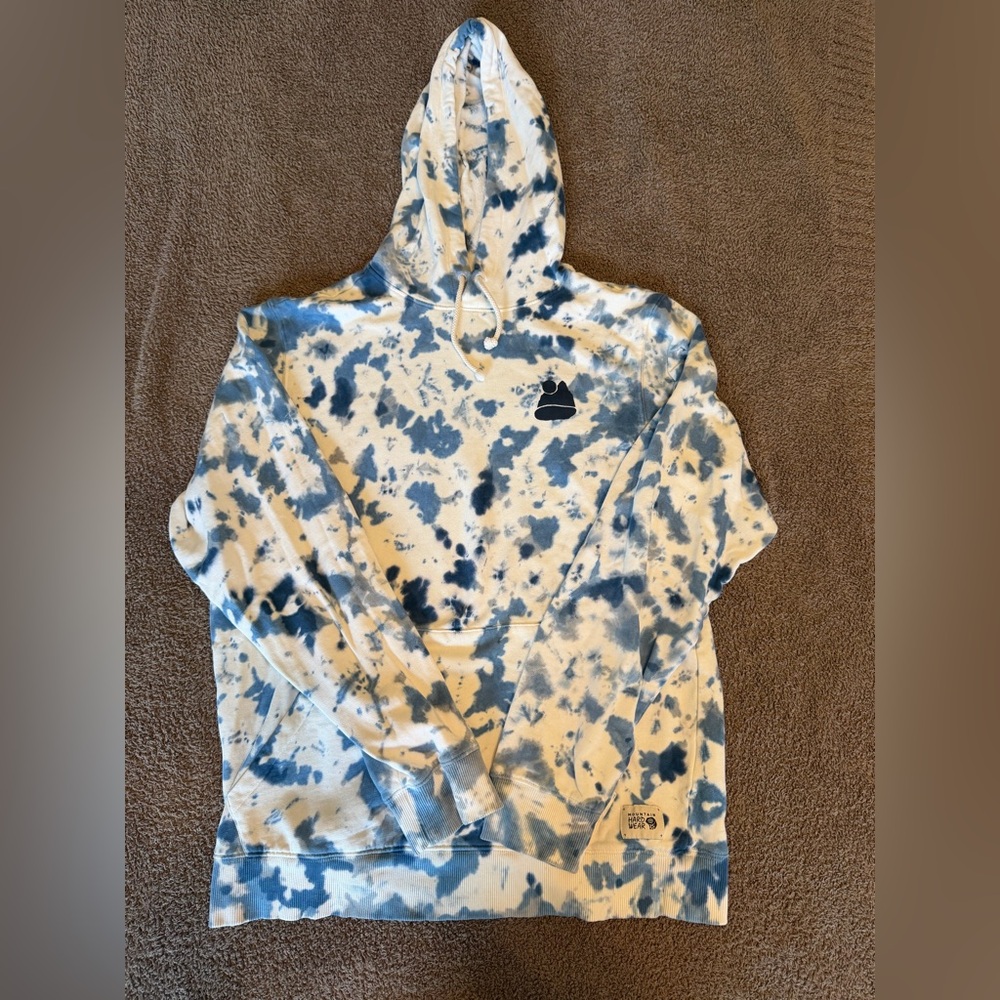 Mountain Hardwear Blue and White Tie-Dye Hoodie